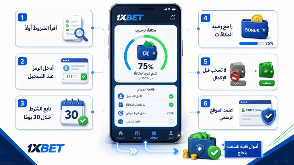 نصائح للاستفادة من مكافأة 1xbet